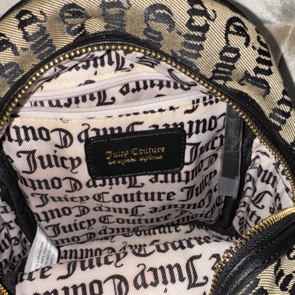 Juicy Couture Logo Print Backpack in Black and Cream - Picture 10 of 14